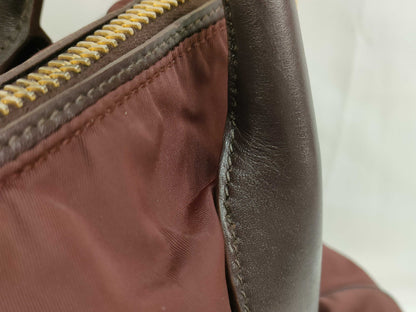 PRADA Nylon ID-Prada Vitello Daino Leather 2way Handbag Shoulder Bag