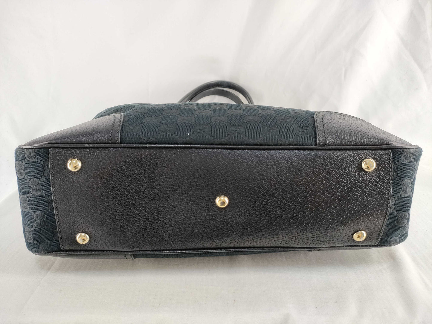 GUCCI SG-Gucci GG Canvas Canvas & Leather Tote bag Black 163805 Tote Bag
