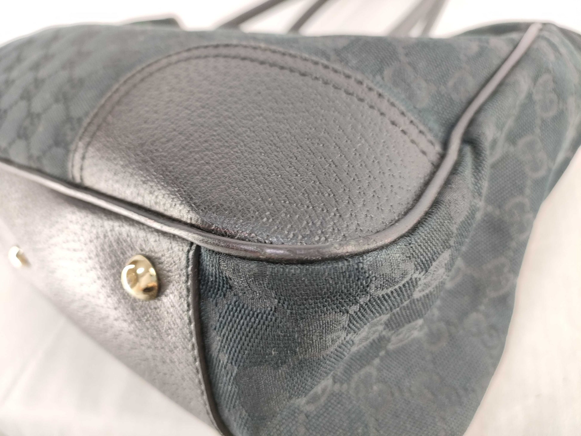 GUCCI SG-Gucci GG Canvas Canvas & Leather Tote bag Black 163805 Tote Bag