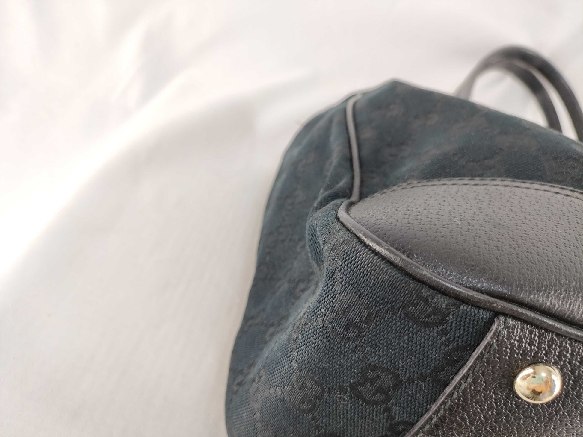 GUCCI SG-Gucci GG Canvas Canvas & Leather Tote bag Black 163805 Tote Bag