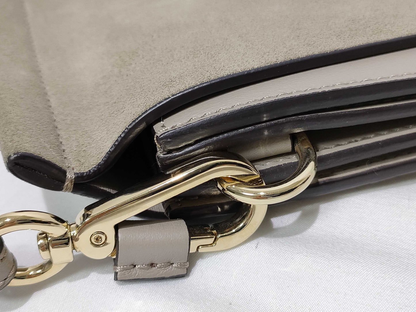 chloe HK-Chloe Faye Leather/Suede Beige Shoulder Bag