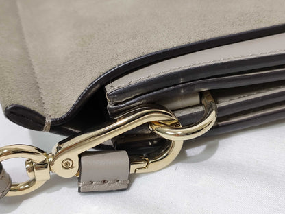 chloe HK-Chloe Faye Leather/Suede Beige Shoulder Bag