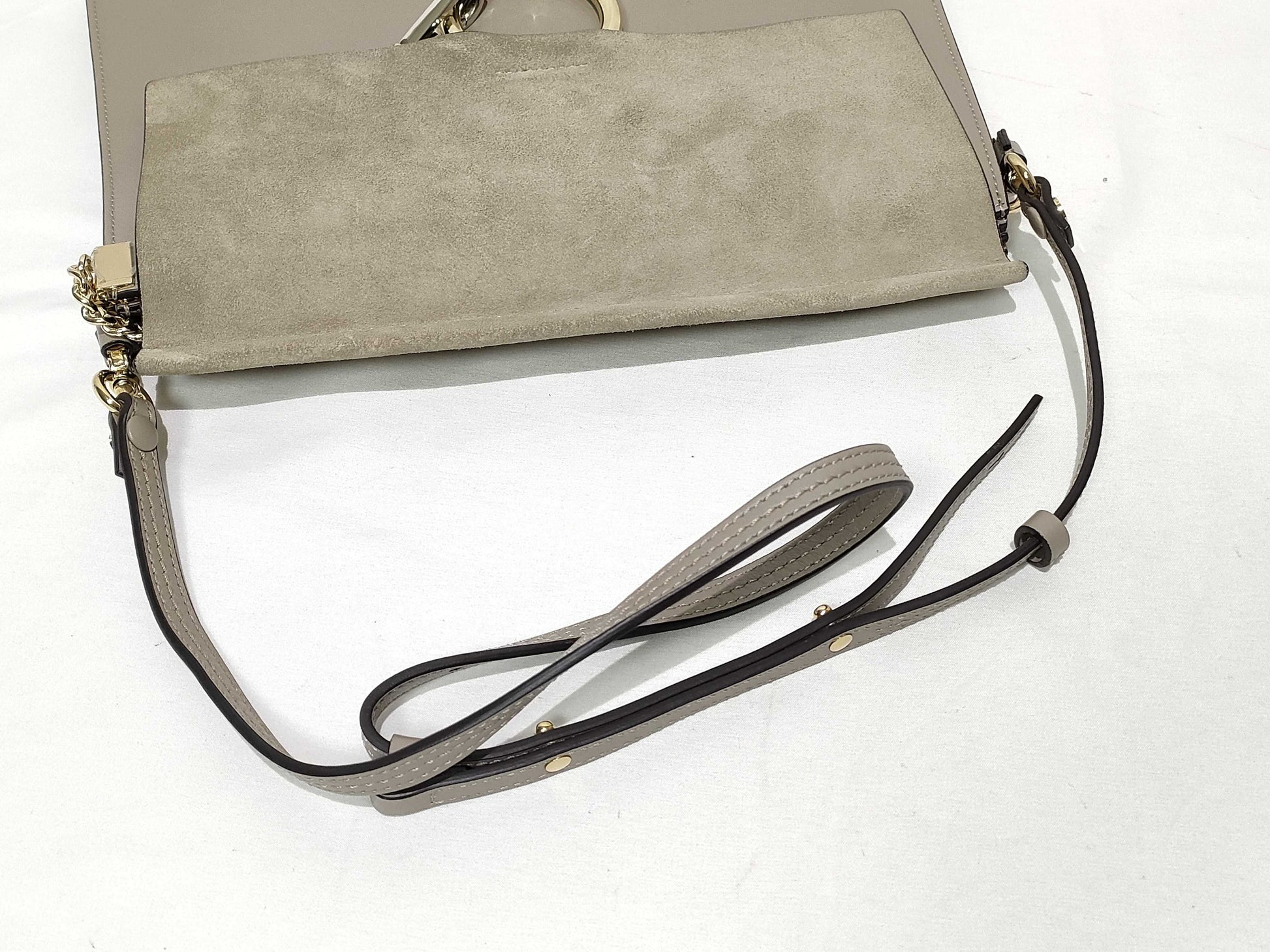chloe HK-Chloe Faye Leather/Suede Beige Shoulder Bag
