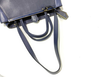 FENDI ID-Fendi Toujour Leather 2 Way Tote Bag Navy 8BH250 Tote Bag