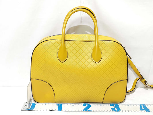 GUCCI ID-Gucci Diamante Leather Hand Bag Yellow 354332 Handbag