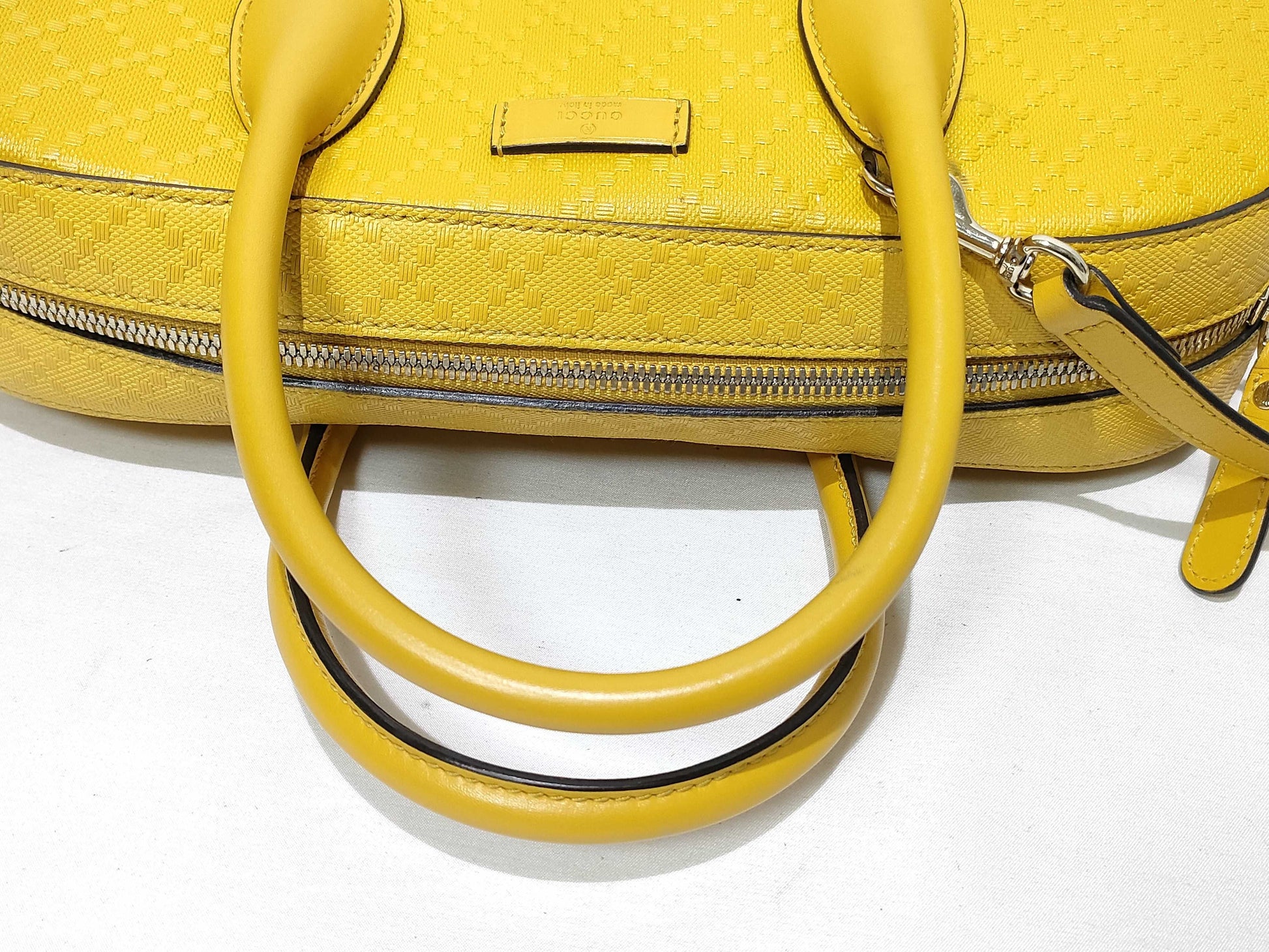 GUCCI ID-Gucci Diamante Leather Hand Bag Yellow 354332 Handbag