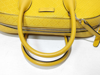 GUCCI ID-Gucci Diamante Leather Hand Bag Yellow 354332 Handbag