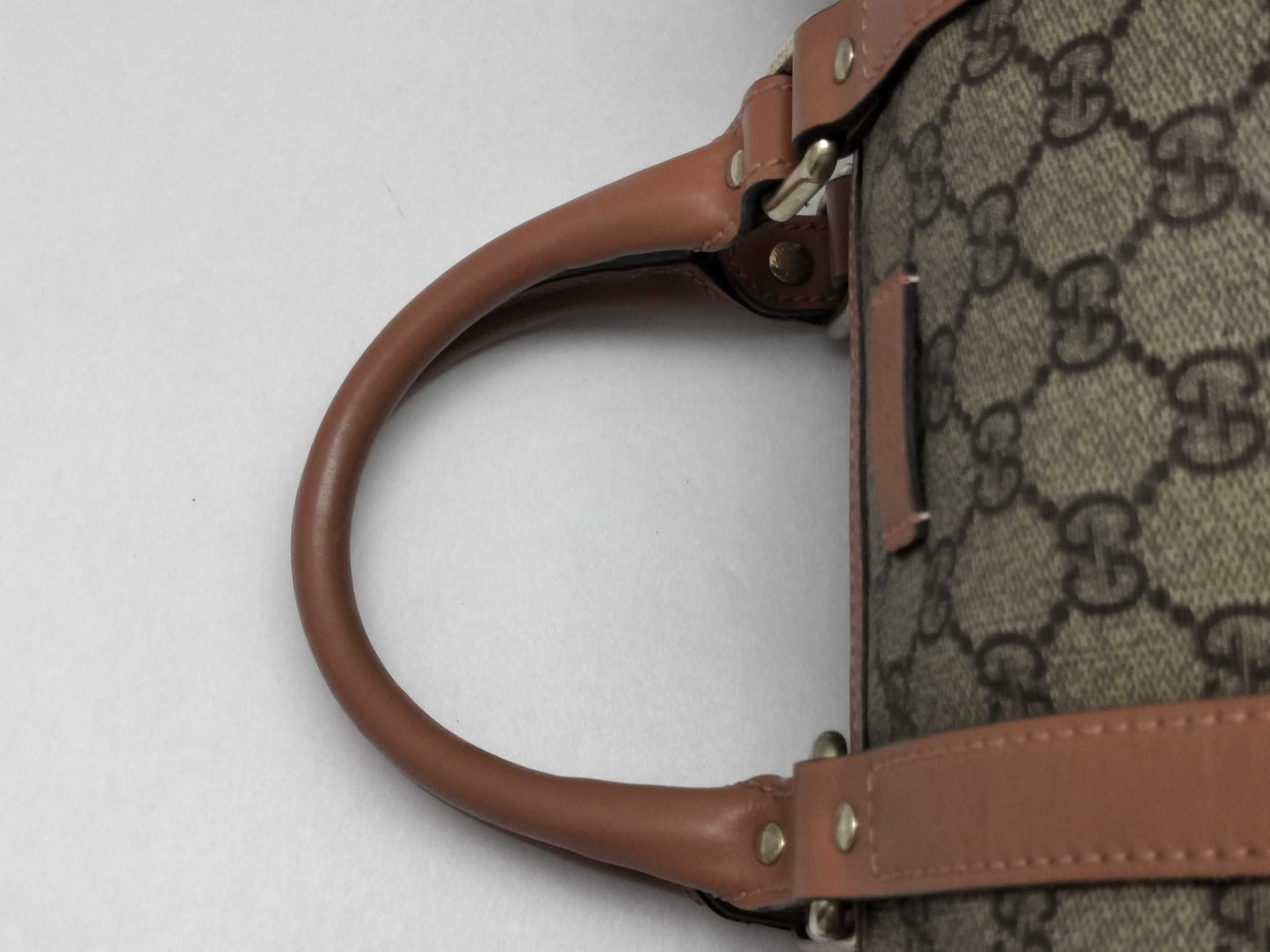 GUCCI GG Supreme SG-Gucci GG Supreme PVC x Leather Hand bag Beige x Brown 193603 Boston Bag