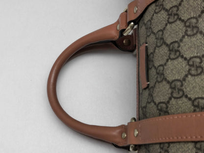 GUCCI GG Supreme SG-Gucci GG Supreme PVC x Leather Hand bag Beige x Brown 193603 Boston Bag