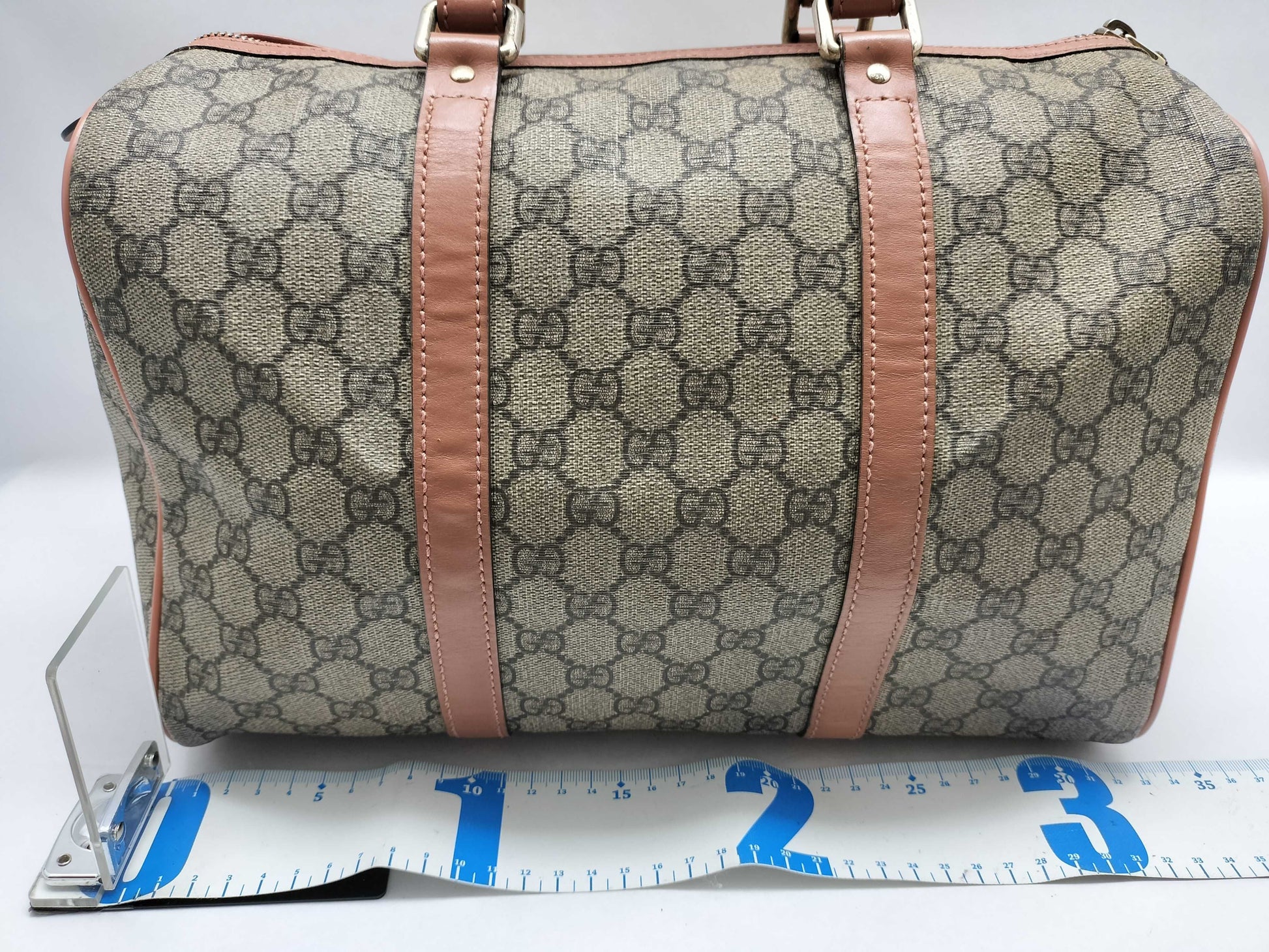 GUCCI GG Supreme SG-Gucci GG Supreme PVC x Leather Hand bag Beige x Brown 193603 Boston Bag