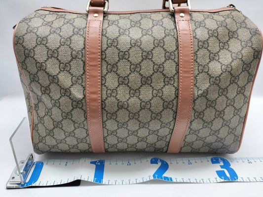 GUCCI GG Supreme SG-Gucci GG Supreme PVC x Leather Hand bag Beige x Brown 193603 Boston Bag