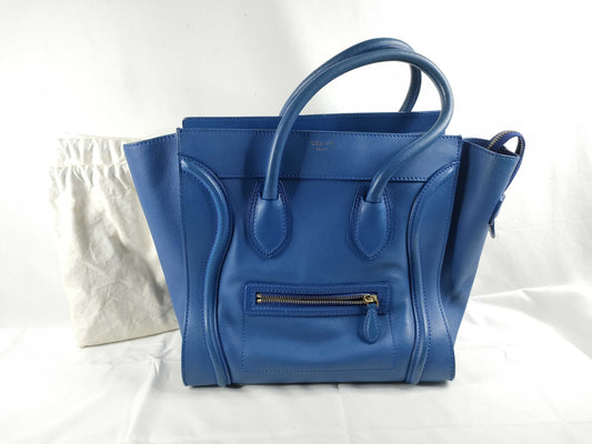 CELINE SG-Celine Luggage Mini shopper Leather Hand bag Blue Handbag