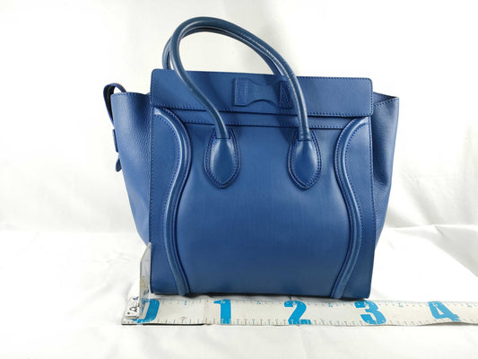 CELINE SG-Celine Luggage Mini shopper Leather Hand bag Blue Handbag