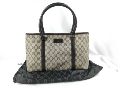 GUCCI GG Supreme Gucci GG Supreme PVCx Leather Tote Bag Beige x Brown 114595 Tote Bag