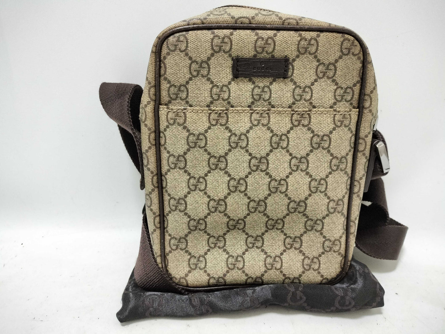 GUCCI GG Supreme Gucci GG Supreme PVCx Leather Shoulder Bag Beige 122754 Shoulder Bag