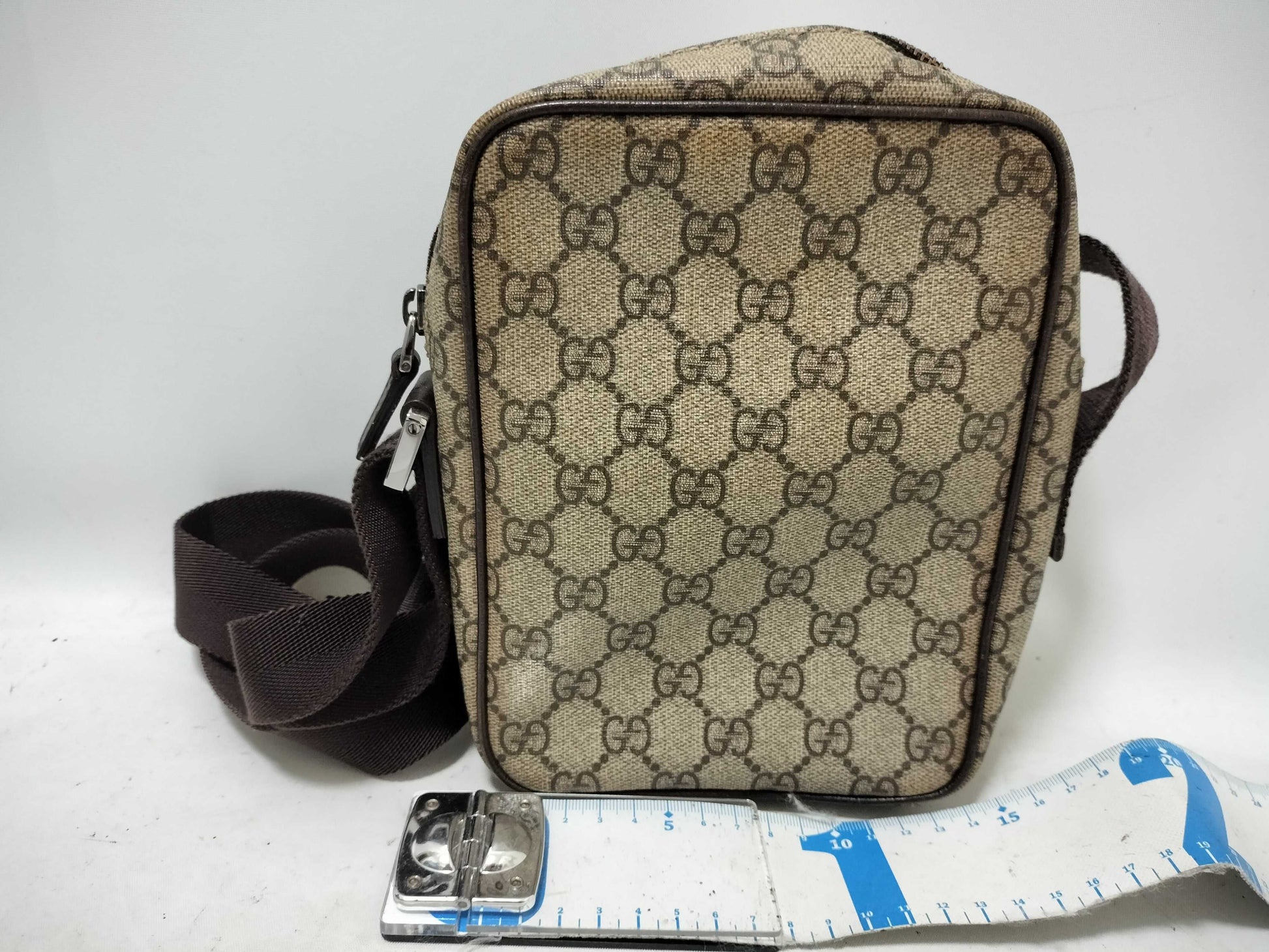 GUCCI GG Supreme Gucci GG Supreme PVCx Leather Shoulder Bag Beige 122754 Shoulder Bag