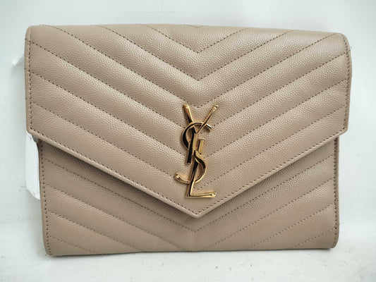 SAINT LAURENT DU-Saint Laurent Paris Leather Clutch Bag Beige 617662 Clutch Bag