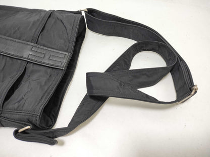 HERMES Acapulco Pochette Bandriere MM Nylon x Leather Black Silver Hardware Shoulder Bag