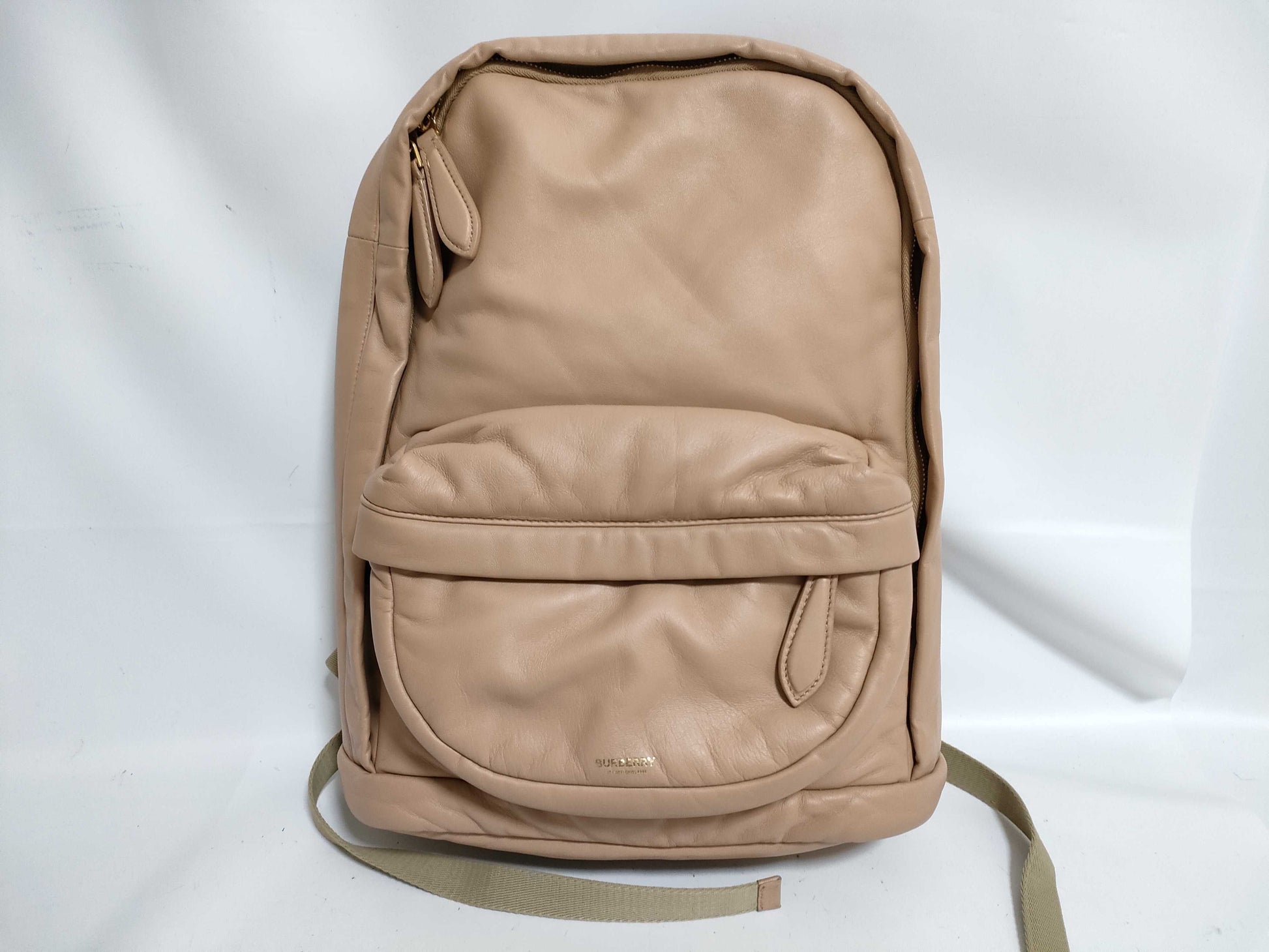 BURBERRY FR-Burberry Leather Backpack Beige Backpack