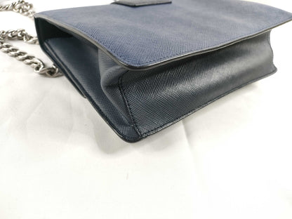 PRADA Safiano Chain Shoulder Bag Navy 1BD034 Shoulder Bag
