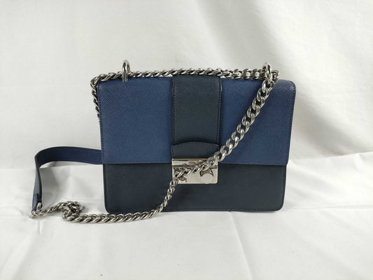 PRADA Safiano Chain Shoulder Bag Navy 1BD034 Shoulder Bag