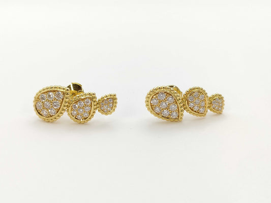 BOUCHERON Serpan Boheme 3 Motif Studded Diamonds YG Au750 5.9g Earrings 