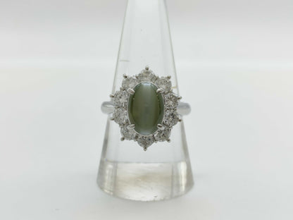 Chrysoberyl Cat's Eye 3.32ct D1.86ct Pt900 10.7g Ring 