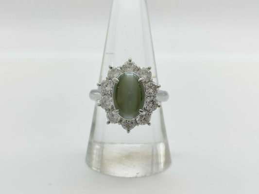 Chrysoberyl Cat's Eye 3.32ct D1.86ct Pt900 10.7g Ring 