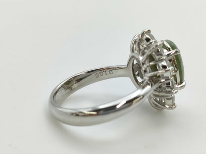 Chrysoberyl Cat's Eye 3.32ct D1.86ct Pt900 10.7g Ring 