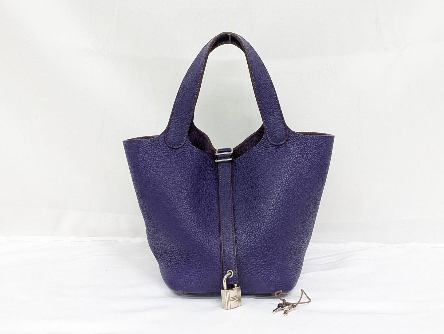 HERMES Picotan Lock PM Tryon Clemence Purple Silver Hardware □O Bag