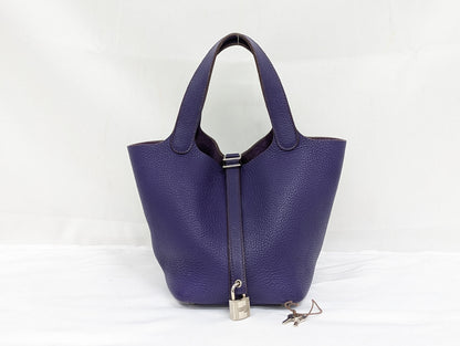 HERMES Picotan Lock PM Tryon Clemence Purple Silver Hardware □O Bag