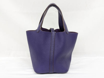 HERMES Picotan Lock PM Tryon Clemence Purple Silver Hardware □O Bag