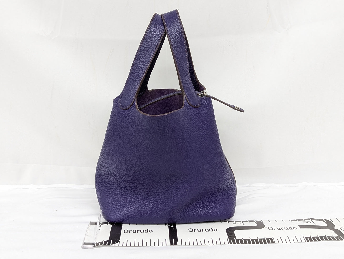 HERMES Picotan Lock PM Tryon Clemence Purple Silver Hardware □O Bag