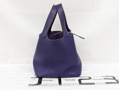 HERMES Picotan Lock PM Tryon Clemence Purple Silver Hardware □O Bag