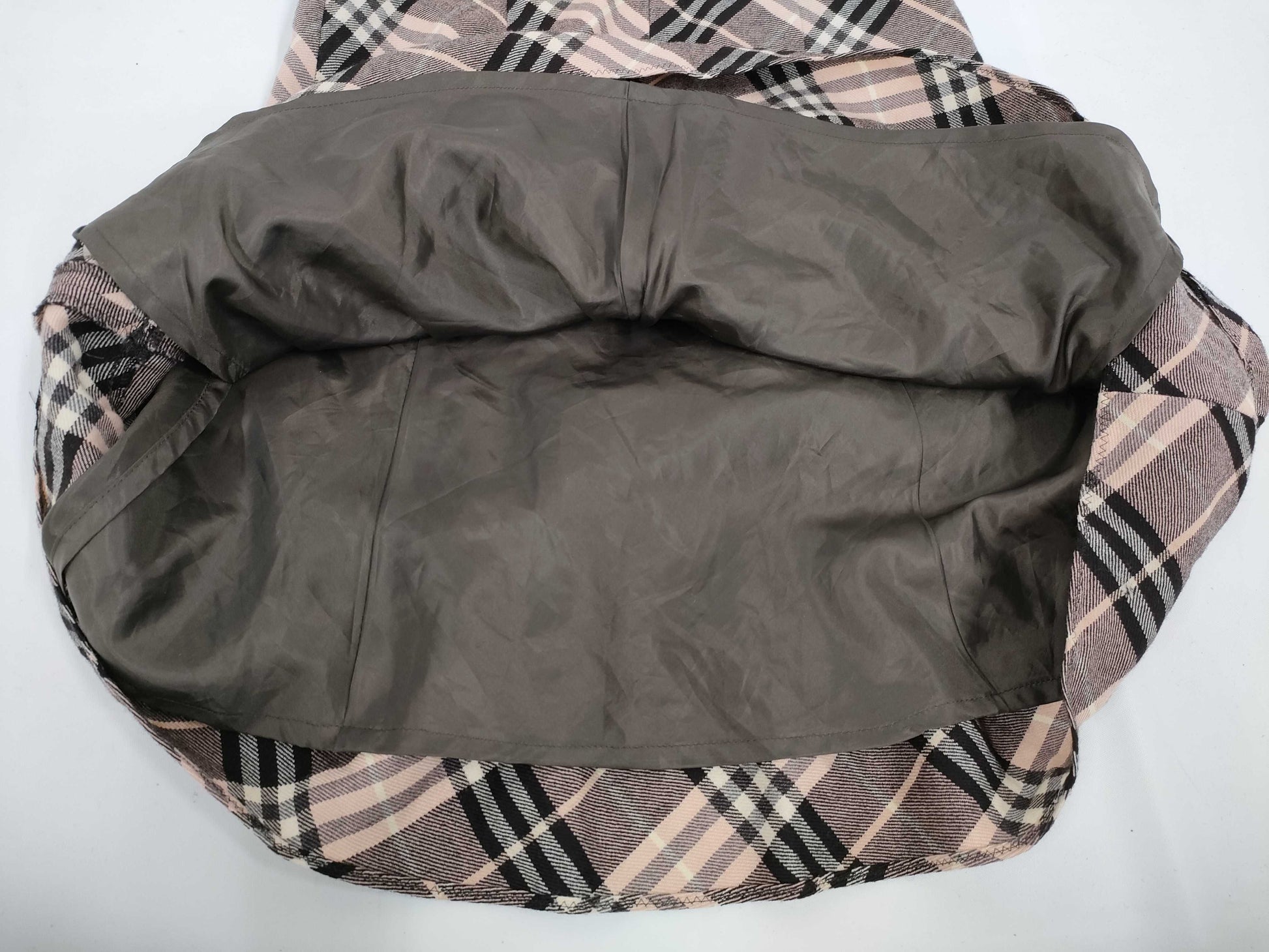 BURBERRY Blue Label Mini Dress, Ruffle Check, Pink, Wool, Size 36, BURBERRY BLUE LABEL Dress