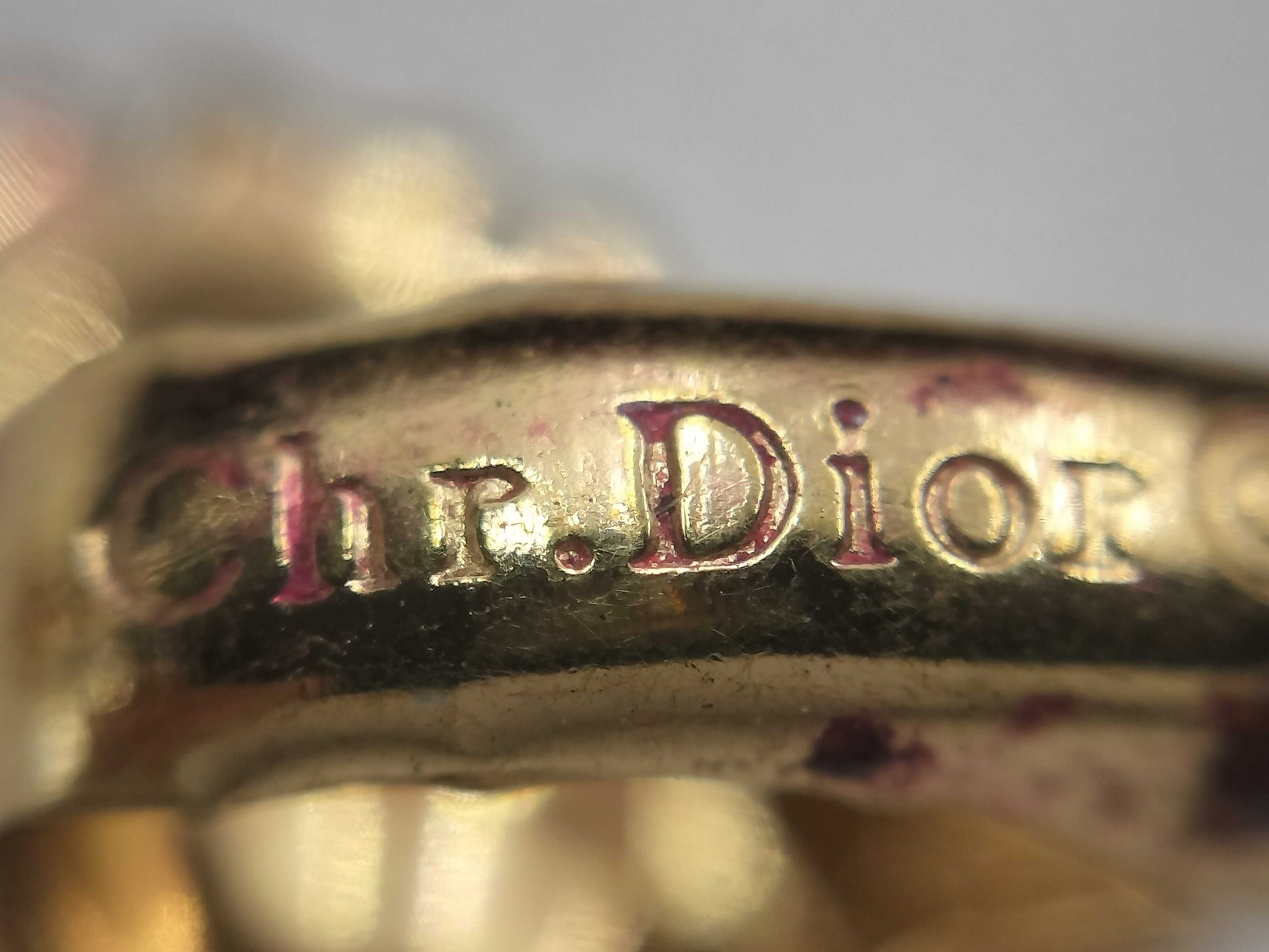 Dior Christian Dior Heart Rhinestone Earrings with CD Logo