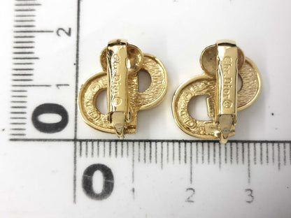 Dior Christian Dior CD logo earrings with rhinestones in gold.