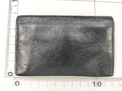 CHANEL Coco Mark Card Case with Metal Key Ring, Black Leather Coin Case