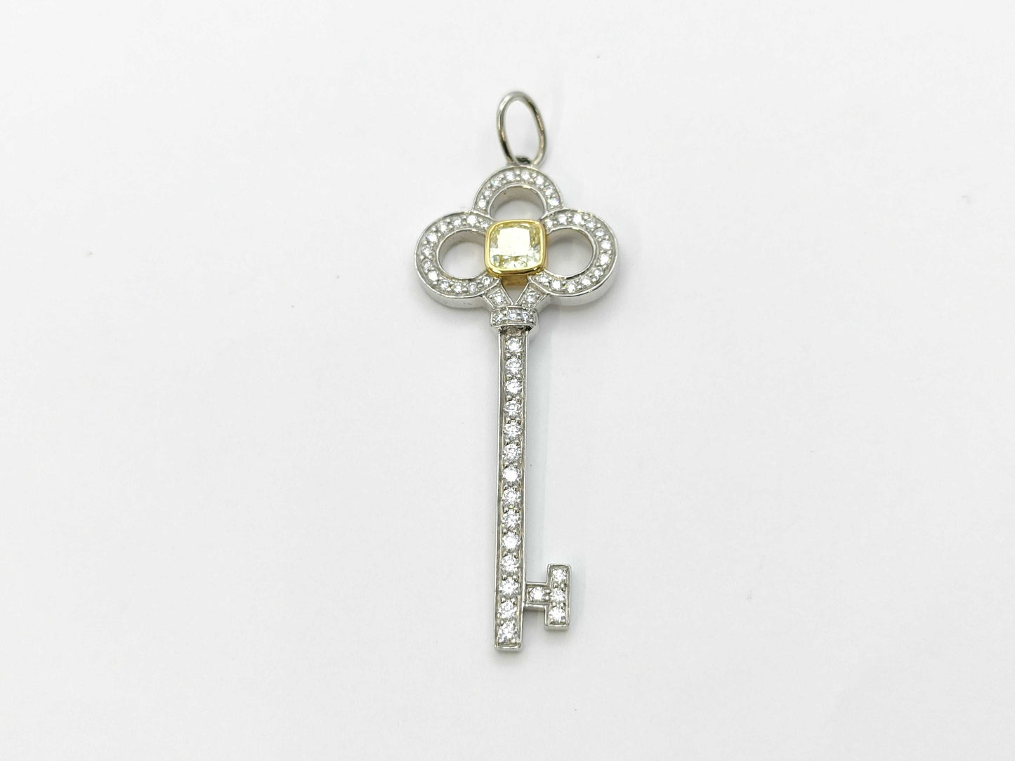 Tiffany&Co. Crownkey Yellow Diamond Colorless Diamond PT950/AU750 3.7g Pendant Top 