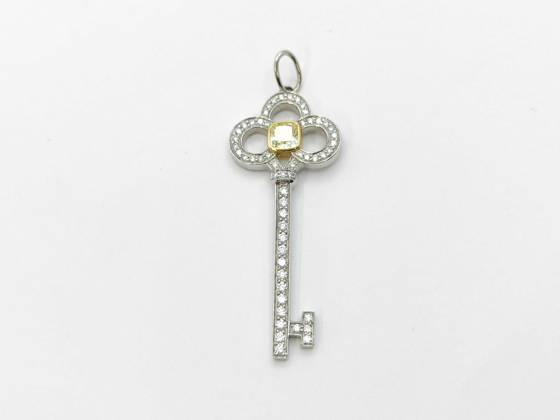 Tiffany&Co. Crownkey Yellow Diamond Colorless Diamond PT950/AU750 3.7g Pendant Top 