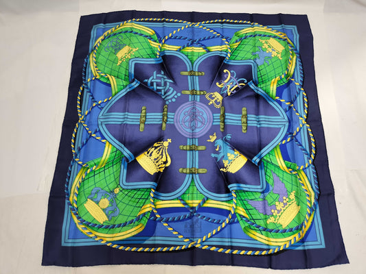 HERMES Carre Hermes Scarf HdORIGNY Blue Scarf