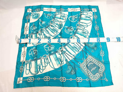 HERMES Carre Hermes Scarf Cliquetis Light Blue Scarf
