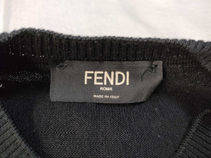 FENDI Men's FENDI Knitted Black Current Logo Top