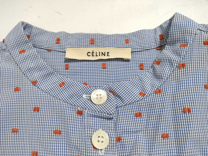 CELINE Phoebe Collarless Tunic Shirt Celine Fubi Philo Shirt