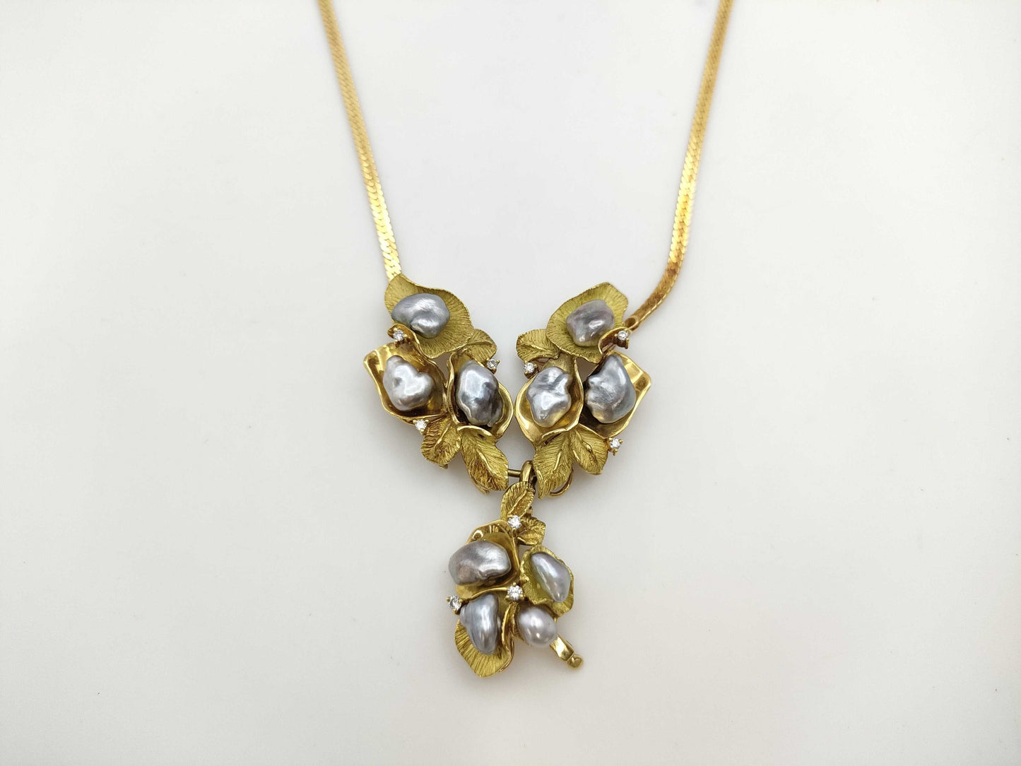 Pearl D0.12ct K18 35.2g Necklace 
