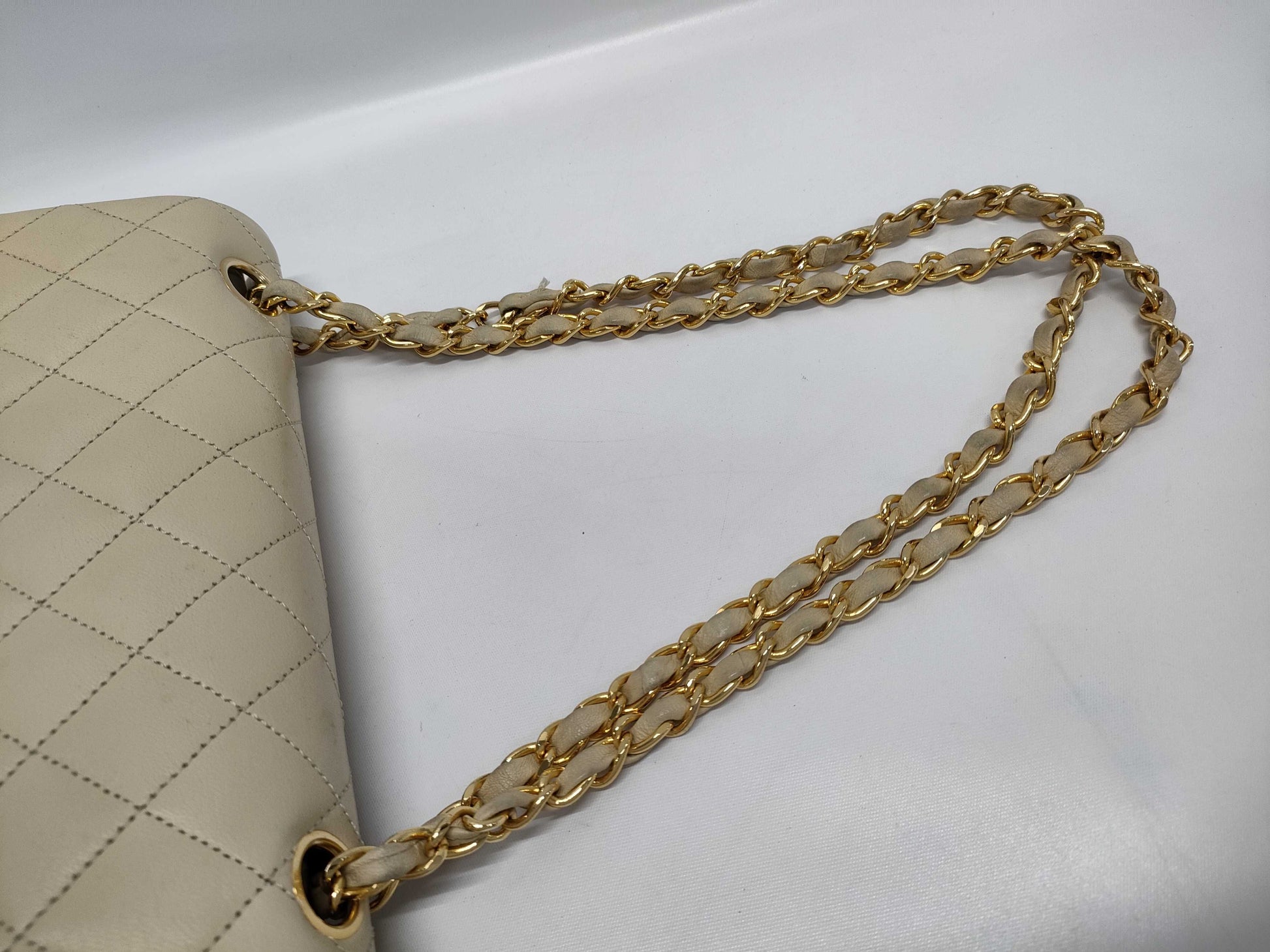 CHANEL Double Flap Beige Shoulder Bag