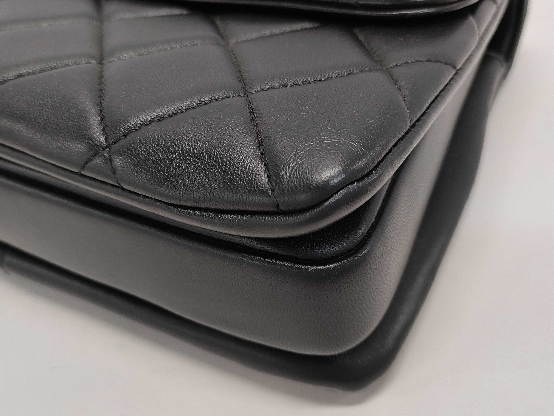CHANEL Matelasse Plate Hand Black Shoulder Bag