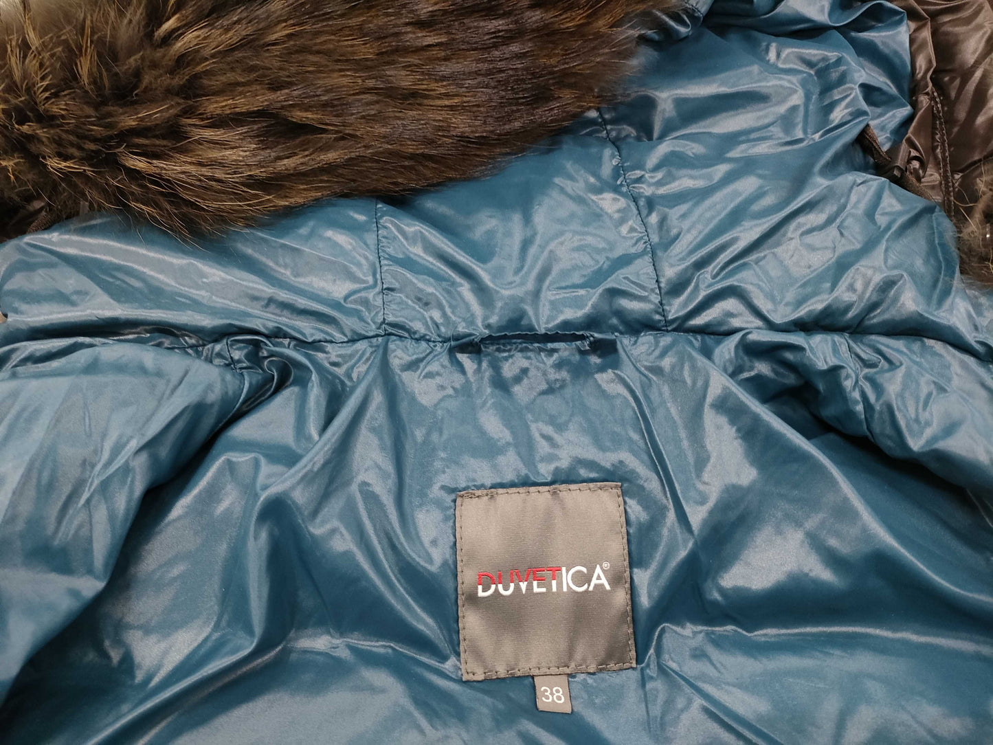 DUVETICA kappa raccoon fur down coat, size 38