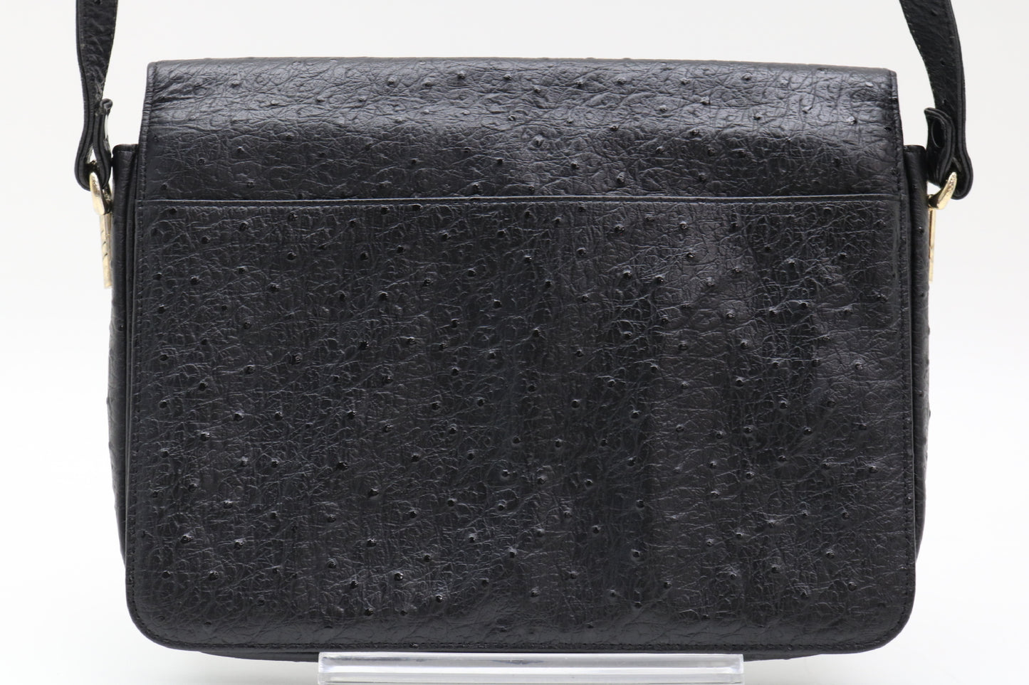 CELINE Ostrich Carriage Hardware Shoulder Bag