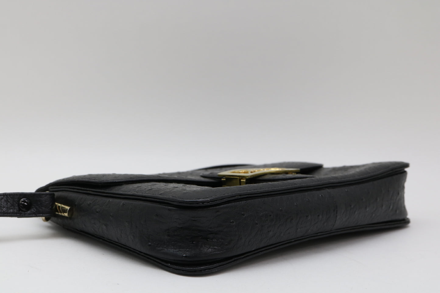 CELINE Ostrich Carriage Hardware Shoulder Bag